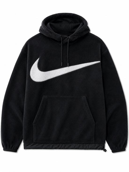 Nike Other - Nike Big Swoosh Fleece Hoodie Black Pullover Kangaroo Pocket Men’s Medium M